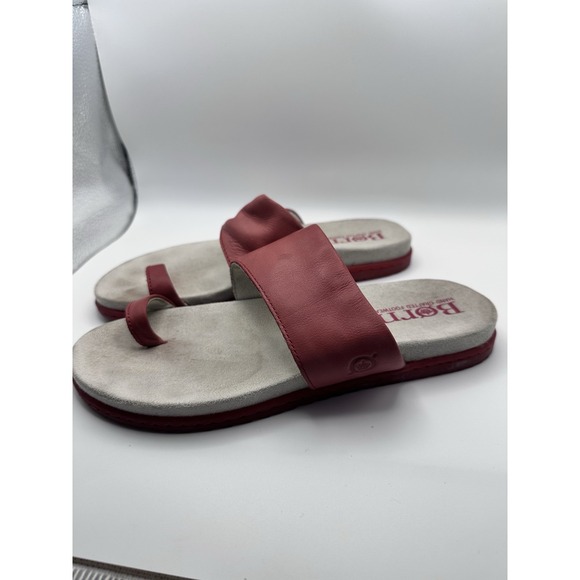 BORN LOJA RED TOE‎ LOOP SANDALS SLIDE Leather WOMENS 7 F19005 - Picture 1 of 7
